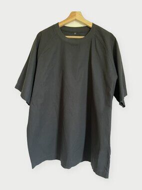 Muji Charcoal Cotton Short Sleeve Crew Neck Top Boxy Minimal